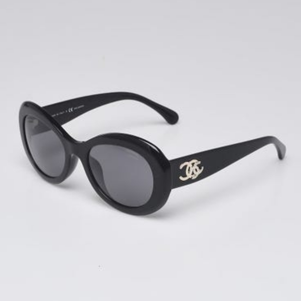 Brand New! Chanel CC Black 5469-B CC Oval Sunglasses SUNNIES POLARIZED - Picture 9 of 16